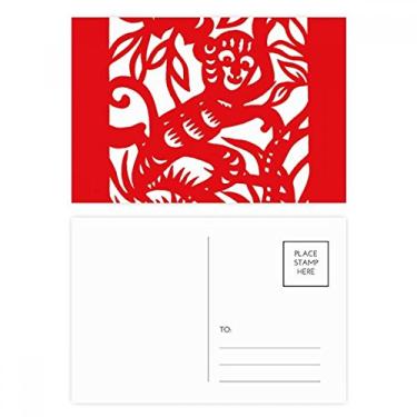 Imagem de Cartão postal cortado em papel macaco animal China Zodíaco conjunto de cartão postal aniversário correspondência cartão de agradecimento