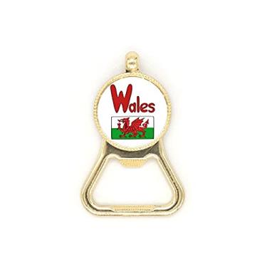 Imagem de Chaveiro de aço inoxidável com estampa verde vermelha da bandeira nacional do País de Gales