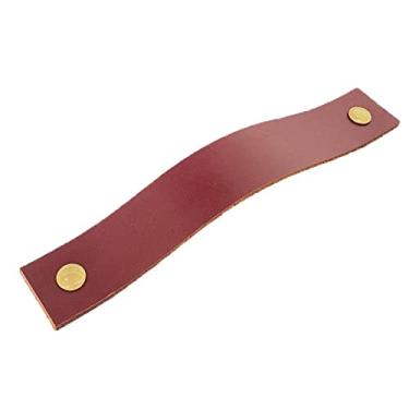 Imagem de Puxador Full Parafuso - Couro Legítimo Mogno - Parafuso Dourado