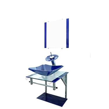 Imagem de Gabinete Azul de Vidro Para Banheiro 40cm CC33cm
