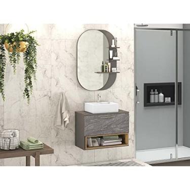 Imagem de Conjunto Para Banheiro Gabinete com Cuba e Espelheira com Prateleiras Vicenza Móveis Bosi Magneto/cosmopolitan/nogal
