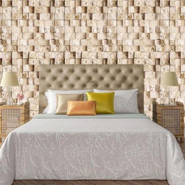 Imagem de Papel De Parede Adesivo Bloco 3D Pedra Lavável Sala Quarto Cozinha 3 Metros