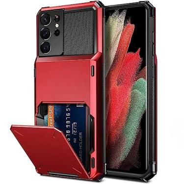 Imagem de Para Samsung Galaxy S21 Ultra Case S22 Wallet Titular do cartão de crédito Capa para Samsung GalaxyS21 Galaxy S21 S 21 Plus Ultra, vermelho, para S7