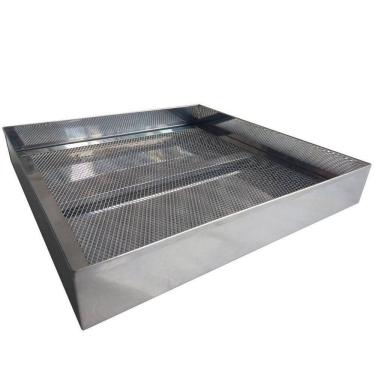 Imagem de Escorredor Fritura Inox Bandeja 40x40x6cm Pastel Salgados