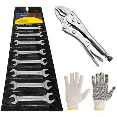Imagem de Kit Jogo Ferramentas de Chaves Fixas 8 Peças Mais Alicate de Pressão 10" Tramontina