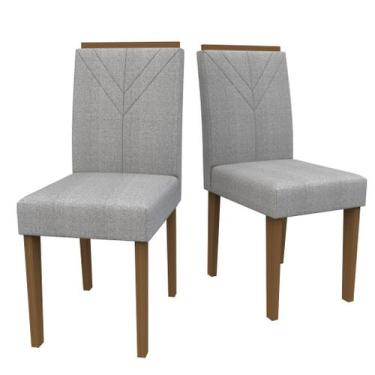 Imagem de Conjunto 4 Cadeiras Amanda Imbuia Veludo Linho - New Ceval