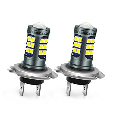 Imagem de Ruiandsion Lâmpadas LED de neblina H7 brancas estroboscópicas 12 V super brilhante 3030 27 SMD Chips de substituição para luzes diurnas ou luz de neblina (pacote com 2)