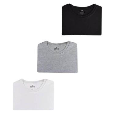 Imagem de Kit Com 3 Camisetas Femininas Básicas Branco, Preto e Cinza G