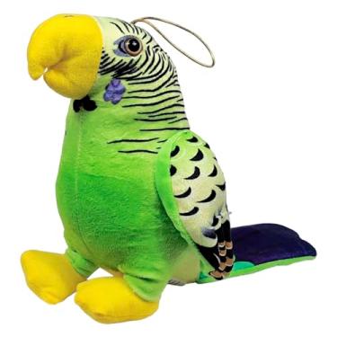 Imagem de Ave Passaro De Pelúcia Arara Desenhada Detalhada Brinquedo Decoração 22cms (Verde)