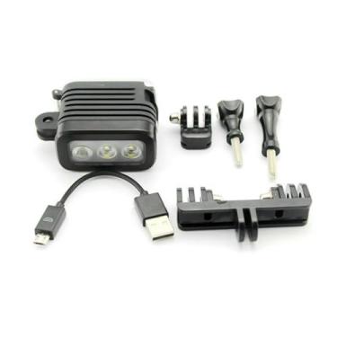 Imagem de Luz de mergulho LED com adaptador de tripé de cabeça dupla, 3 modos de ambiente, luz de preenchimento para acessórios de câmera de ação Go-Pro Hero 10/9/8/7/6/5