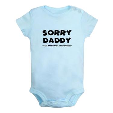 Imagem de iDzn Macacão infantil unissex para bebês Sorry Daddy You Have Two Bosses Funny Romper para recém-nascidos, Azul, 12-18 Months