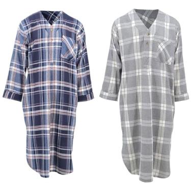 Imagem de Andrew Scott Pacote com 2 camisetas masculinas leves de flanela de algodão, pijamas longos Henley, Pacote com 2 - Pacote xadrez a, XX-Large Big