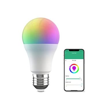 Imagem de BroadLink Lâmpada inteligente, 10W RGB regulável Wi-Fi LED lâmpadas inteligentes que mudam de cor A19 800lm, funciona com Alexa, Google Home, Siri e IFTTT, nenhum cubo necessário (embalagem com 1)