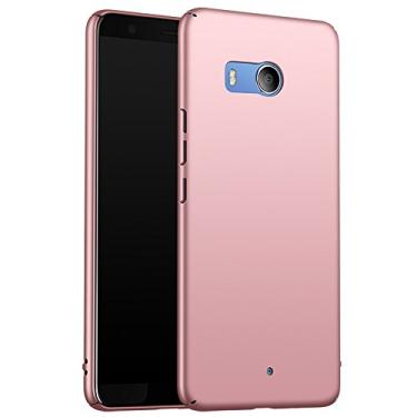 Imagem de INSOLKIDON Compatível com HTC U11 capa traseira rígida PC capa protetora para telefone ultrafina luxo proteção pesada antiderrapante à prova de arranhões (rosa)