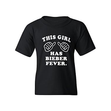 Imagem de Camiseta juvenil infantil This Girl Has A Bieber Fever Statement, Preto, P