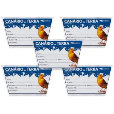 Imagem de Kit 5 Porta Nome Canário da Terra Crachá Acrílico Ficha Identificação Marcação Macho Fêmea Placa Identificação Plaquinha Personalizada Passarinho