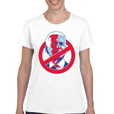 Imagem de Camiseta No Biden Anti Sleepy Joe Republican President Pro Trump 2024 MAGA FJB Lets Go Brandon Deplorable Camiseta feminina, Branco, GG