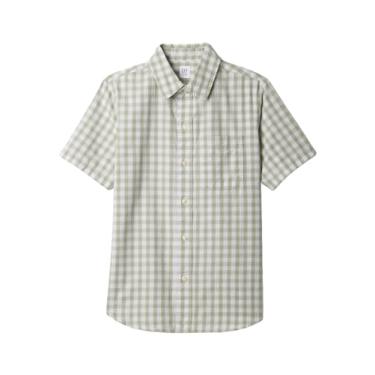 Imagem de GAP Camisa de popelina de manga curta para meninos, Xadrez verde, XXG