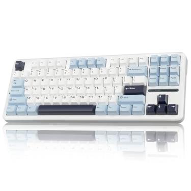 Imagem de AULA Teclado mecânico sem fio F87, teclado de troca a quente personalizado 75% TKL, teclado para jogos de montagem em junta com teclas PBT, interruptores de madeira cinza pré-lubrificados, teclado