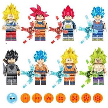 Imagem de Kit 8 Bonecos Blocos Montar Goku Vegeta Broli Dragon Ball Z