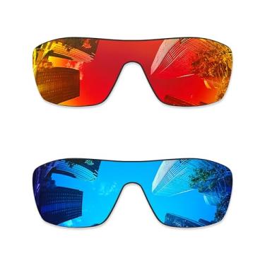 Imagem de Combine8 Lentes de reposição Ploarized para óculos de sol Oakley Batwolf OO9101 - vermelho fogo + azul gelo