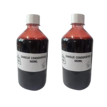 Imagem de Kit 2 Sangue Líquido Falso Cenográfico Maquiagem Zumbi 500Ml - Lynx Pr