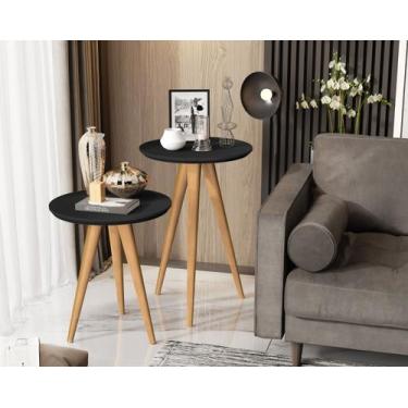 Imagem de Kit 2 Mesas Lateral e Apoio 40cm Pés Palito Plus Cores - Comprar Movei