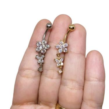 Imagem de Piercing Umbigo Pingente Borboleta Antialérgico Aço Cirúrgico - RaraSt