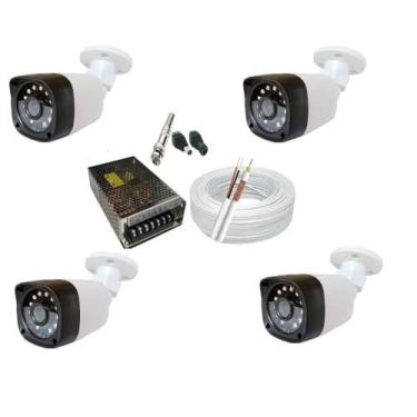 Imagem de Kit 4 Câmeras Bullet externa Infra vermelho Hd  c/ Acessórios - Citrox