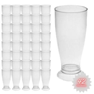 Imagem de Kit 42 Copos Mini Tulipa Acrílico Transparente 220ml Chopp - Lsc Toys