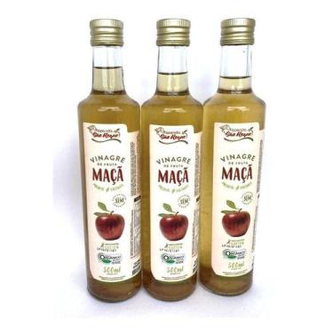 Imagem de Kit 3 Vinagres Orgânico De Maça Fazenda São Roque 500ml