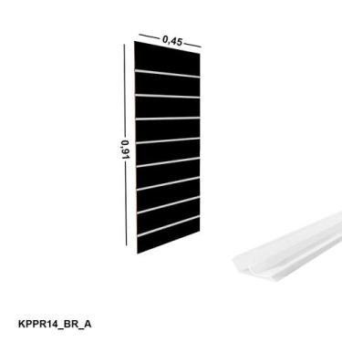 Imagem de Painel Canaletado Preto em Mdf 0,91 x 0,45m com Perfil Pvc Branco - LM