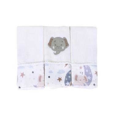 Imagem de Fralda de Boca Bordada Estampada Para Bebês Menina Menino 03 Peças - M