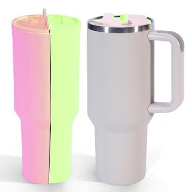 Imagem de Copo Stanley compatível com separador de bebidas 2 em 1 de 1,134 g - Divisor de copos flash separados, acessório de silicone reutilizável para festas, casual, ao ar livre, escritório (azul roxo)