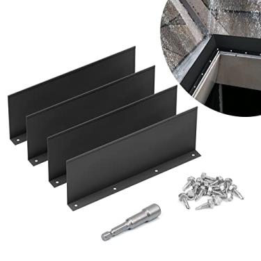 Imagem de Flamorrow Pacote com 4 protetores de salpicos de alumínio para calha vale, proteção de calha para telhados de água da chuva, proteção contra respingos de calha reta para telhados planos, vale, canto,