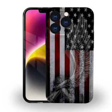 Imagem de ZHEGAILIAN Capa compatível com iPhone 15 Pro Max, capa protetora à prova de choque com bandeira dos EUA Angelic 15 Pro Max para meninas, capa fina 3D traseira de TPU rígida à prova de choque