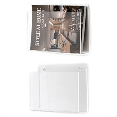 Imagem de XOHYW Suporte para Revistas de 2 Peças, Porta-Revistas de Acrílico Transparente para Montagem Na Parede, Pasta Organizadora, Estante, Porta-Arquivos para Sala de Espera, Sala de Estar, Escritório, Dis