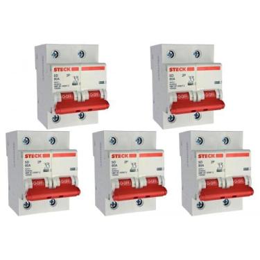 Imagem de Kit C/5 - Disjuntor Steck "Din" Bipolar 80A. C