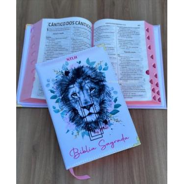 Imagem de Bíblia NTLH Leão branco floral Cp dura - SBB Linguagem simples