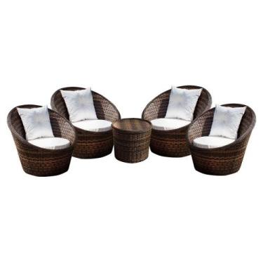Imagem de Conjunto de Poltronas Fibra Sintética Bola - 4 Poltronas + 1 Mesa Cent