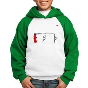 Imagem de Moletom Infantil Se eu tô cansado - Foca na Moda, Branco, Verde, 4