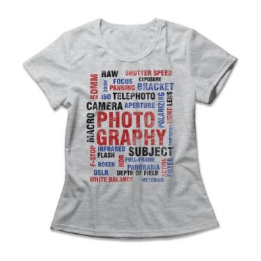 Imagem de Camiseta Feminina Photography Settings - Studio Geek, 2P, Mescla cinza