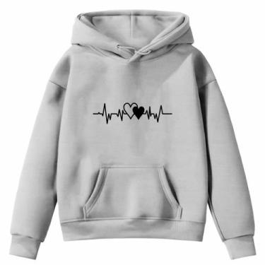 Imagem de Moletom Infantil Ritmo Cardíaco Amor Love Desenho Infância Bolso Cangu