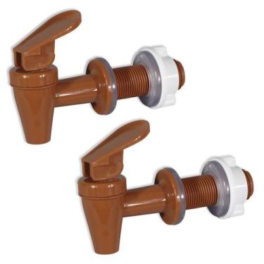 Imagem de Kit 2 Torneira Longa para Filtro Bebedouro e Barrica Marrom - Gastrobe
