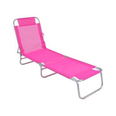 Imagem de Cadeira Espreguiçadeira em Textilene e Alumínio Rosa 41471 - BEL FIX 