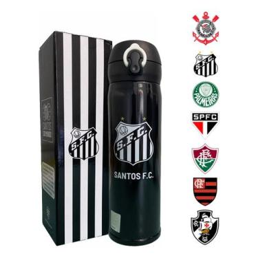 Imagem de Garrafa Palmeiras Inox Squeeze Termica Cafe Agua Oficial, Santos