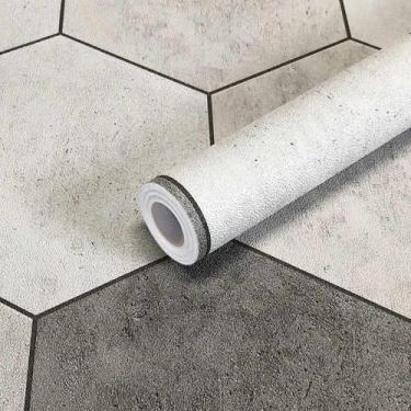 Imagem de Adesivo Vinilico Texturizado para Piso Lavavel Modelo Hexagono Cinza 5