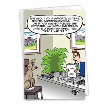 Imagem de NobleWorks - 1 cartão de feliz aniversário de desenho animado engraçado - saudação cômica hilária, cartão de notas com envelope - Relatórios Catnap C7269BDG