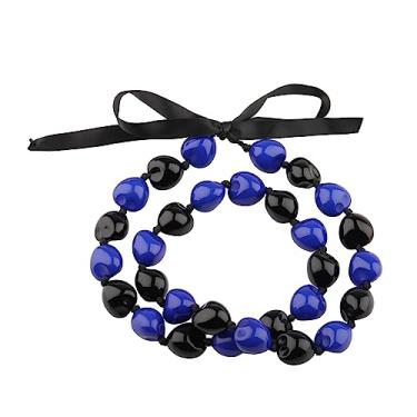Imagem de BNQL Colar havaiano Kukui Nut Lei formatura Leis colar grosso com fita presentes de formatura para ela e ele, Large, Aço inoxidável, Sem Pedra Preciosa