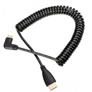 Imagem de Cablecc Cabo de mola elástica tipo mini HDMI macho para HDMI macho de 90 graus ângulo reto 1,2 m Cablecc